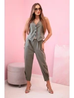 Set vesta + kalhoty světle khaki