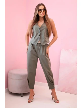 Set vesta + kalhoty světle khaki