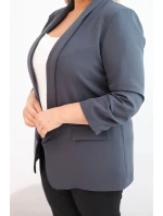 Dámská sako Plus Size bez zapínání s podšívkou XL/2XL grafitová