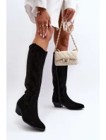 Zazoo 2909 Semišové Boty s Výřezy na Nízkém Podpatku Černé