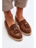 Zazoo 3420 Semišové Dámské Mokasíny na Ploché Podrážce Hnědé