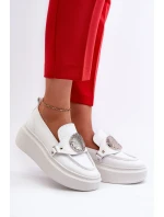 Kožené Mokasíny S Ozdobou Bílé Zazoo 3486 Kožené Mokasíny S Ozdobou Bílé Zazoo 3486