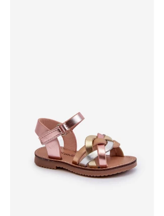 Dětské sandálky s suchým zipem a propletenými pásky v multikoloru Dianttha
