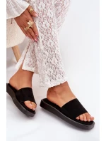 Dámské Pantofle Na Platformě Z Eko Semiše Černé Jorina