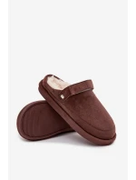 Dámské pantofle s páskem Vyhřívané s kožešinkou Čokoládové Rilena