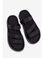 Materiálové dámské pantofle na platformě s pásky Černé Liorine