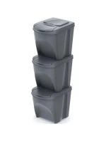 Odpadkové koše 25 l SORTIBOX SET 3 PACK OF GRAY STONE dětské
