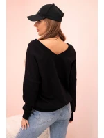 Dámská mikina s dlouhým rukávem a výstřihem do V černá