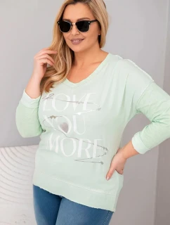 Dámská blůza Plus Size s potiskem Love You More mentolová
