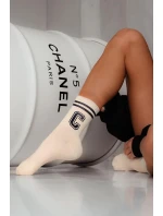 Dámské Ponožky S Pásky A Písmem C Ecru Dámské Ponožky S Pásky A Písmem C Ecru