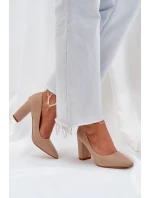 Dámské Lodičky Na Klíně Eko Semišové Tmavě Béžové Florena