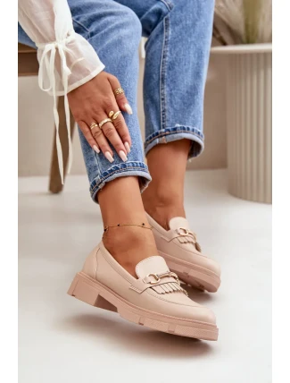 Dámské Mokasíny S Ozdobou Eko Kožené Béžové Tialorae Dámské Mokasíny S Ozdobou Eko Kožené Béžové Tialorae