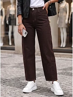 Dámské džíny s vysokým pasem a balónovým střihem, hnědé, FashionStreet UY3120 Dámské džíny s vysokým pasem a balónovým střihem, hnědé, FashionStreet UY3120