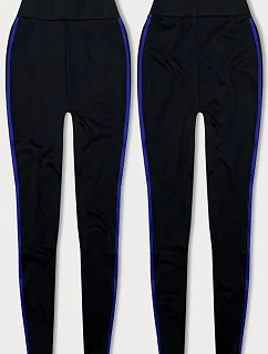 Sportovní legíny s pruhy černé a tmavě modré (YW01052-D1-9)