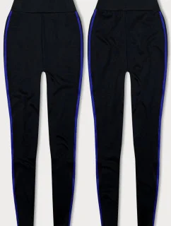 Černo-tmavě modré sportovní legíny s lampasy (YW01052-D1-9)