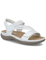 Pohodlné dámské sandály na suchý zip s gumičkami bílé Rieker 64870-81 Pohodlné dámské sandály na suchý zip s gumičkami bílé Rieker 64870-81