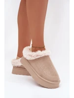 Dámské sněhule na platformě s kožešinkou a prošitími světle béžové Arelina Dámské sněhule na platformě s kožešinkou a prošitími světle béžové Arelina