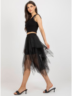 Černá tylová rozšířená sukně s volánky