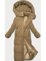 Dlouhá bunda-kabát ve velbloudí barvě s jednoduchým střihem (WD202229)