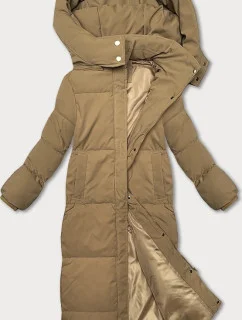 Dlouhá bunda-kabát ve velbloudí barvě s jednoduchým střihem (WD202229)