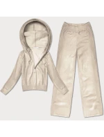 Světle béžový dvoudílný úpletový komplet - mikina a kalhoty (26C8803-159)