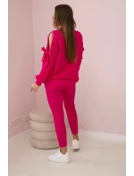 Sada mikiny s mašlí na rukávech a legínách fuchsie Sada mikiny s mašlí na rukávech a legínách fuchsie