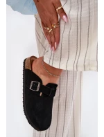 Semišové Dámské Pantofle S Přezkou Big Star RR274A384 Černé