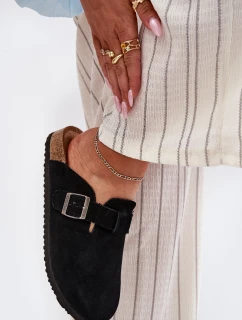 Semišové Dámské Pantofle S Přezkou Big Star RR274A384 Černé