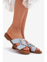 Dámské sandály na plochém podpatku s ozdobou Vinceza 17381 Modré Dámské sandály na plochém podpatku s ozdobou Vinceza 17381 Modré