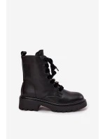 Zateplené dámské kotníkové boty s ozdobným šněrováním černé Elindra