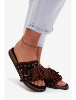 Dámské pantofle s třásněmi Černé Glorinna