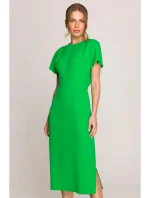 S398 Tužkové šaty s rozparkem na boku - zelené