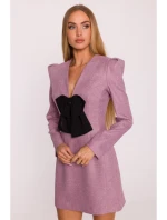 M869 Tweed šaty s výstřihem do V - marsala