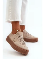 Dámské semišové tenisky Zazoo na platformě béžové Dámské semišové tenisky Zazoo na platformě béžové