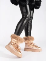 Jedinečné zlaté  sněhule dámské platforma