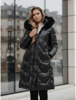 Dámská zimní bunda ELECIO dlouhá prošívaná s kapucí černá FashionStreet TY5178z