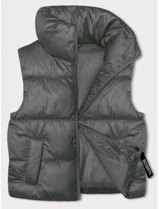 Šedozelená krátká dámská vesta se stojáčkem (B8245-70) Šedozelená krátká dámská vesta se stojáčkem (B8245-70)