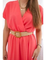 Dlouhé šaty s ozdobným páskem Růžový neon Dlouhé šaty s ozdobným páskem Růžový neon