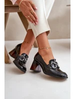 Kožené lodičky s ozdobou černé Laura Messi 2845