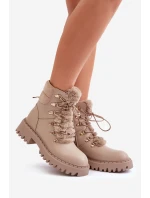 Zateplené botky traperky na zip z eko kůže béžové Willatta
