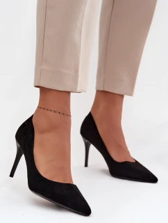 Dámské lodičky z eko semiše Černé Elvessa