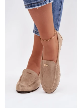 Dámské mokasíny s malým zlatým detailem tmavě béžové Sarivelle