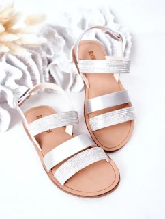 Dětské Lesklé Sandály Stříbrné Natalie