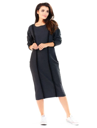 Dámské šaty A197 tm.šedé - Awama