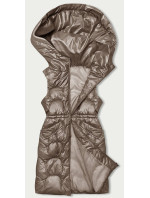 Vypasovaná vesta v barvě cappuccino s kapucí (B8172-12)