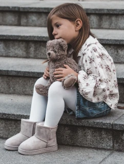 Dětské Teplé Sněhule Semišové Světle béžové Gooby