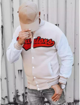 Pánská mikina na zip v barvě ecru FashionStreet BX5432 Pánská mikina na zip v barvě ecru FashionStreet BX5432