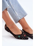 Dámské Baletky Zdobené Krystaly Černé Valena