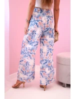Dámské široké kalhoty s květinovým potiskem modrý Dámské široké kalhoty s květinovým potiskem modrý