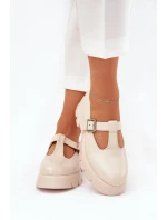 Dámské Polobotky S Přezkou Na Platformě A Plochém Podpatku Béžové Venda Dámské Polobotky S Přezkou Na Platformě A Plochém Podpatku Béžové Venda